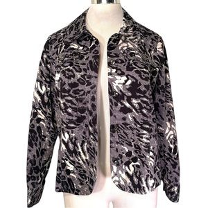 Crystal Accent Animal Print Jacket Top